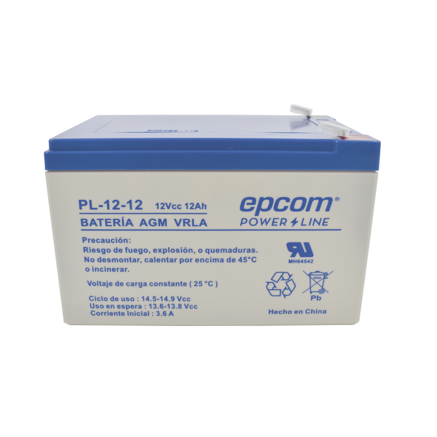 Batería de Respaldo UL 12V 12 Ah Tecnología AGM-VRLA Alarmas de intrusión Incendio Control de acceso CCTV Ups No break Terminales tipo F1 PL-12-12 - SILYMX
