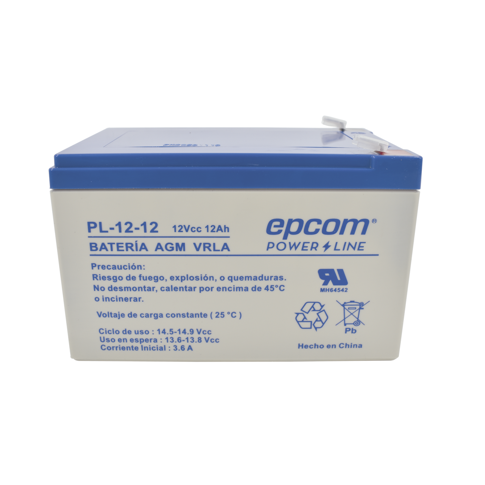 Batería de Respaldo UL 12V 12 Ah Tecnología AGM-VRLA Alarmas de intrusión Incendio Control de acceso CCTV Ups No break Terminales tipo F1 PL-12-12 - SILYMX