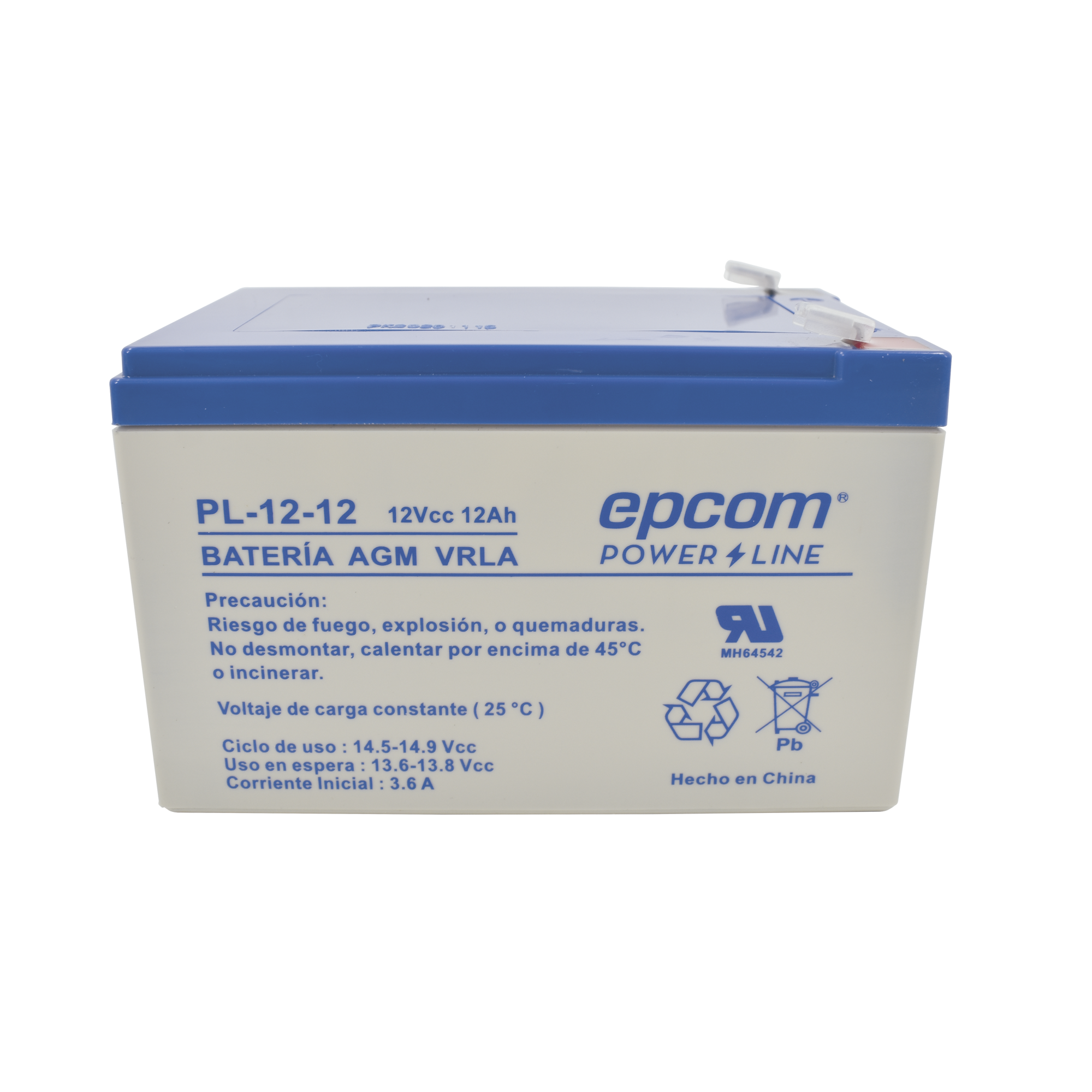 Batería de Respaldo UL 12V 12 Ah Tecnología AGM-VRLA Alarmas de intrusión Incendio Control de acceso CCTV Ups No break Terminales tipo F1 PL-12-12 - SILYMX
