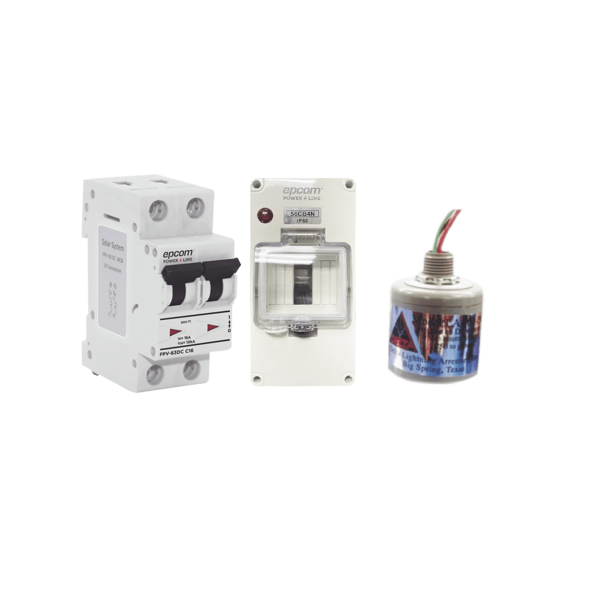 Kit de Centro de Carga Para Corriente Directa, Breaker de hasta 800 Vcc de 20 A con Supresor de Descargas Atmosféricas. - SILYMX