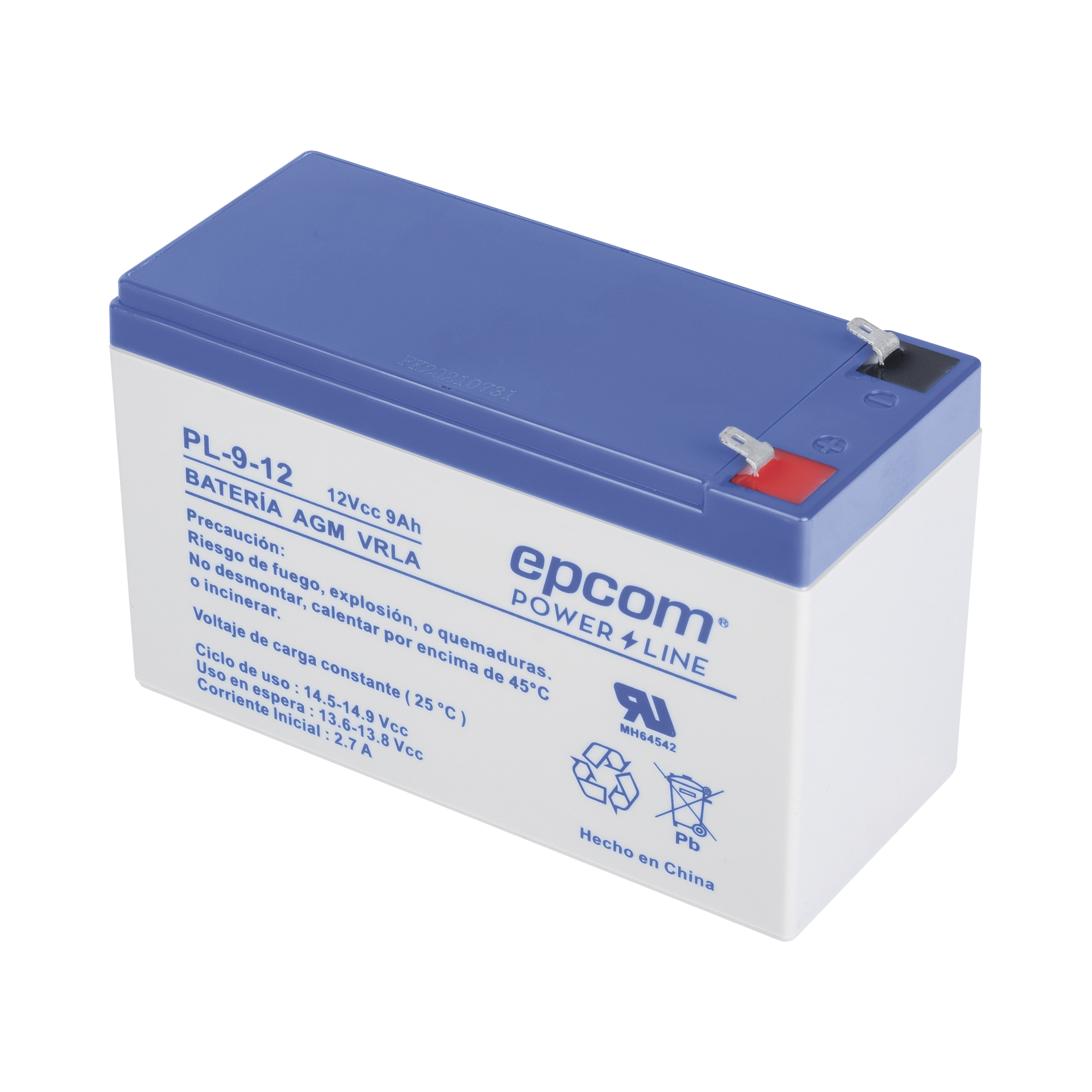 Batería Epcom 12 Vcd 9 Ah AGM-VRLA UL Terminales F1 PL912 - SILYMX