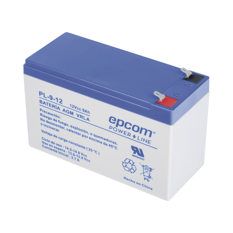 Batería Epcom 12 Vcd 9 Ah AGM-VRLA UL Terminales F1 PL912 - SILYMX