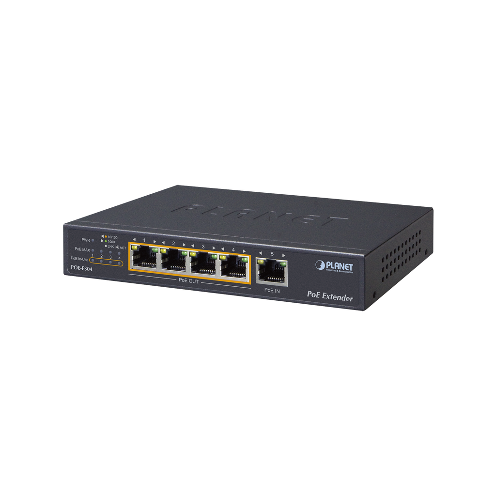 Extensor Ultra PoE de 65 Watts Con 4 Puertos Gigabit de Salida 802.3 af/at - SILYMX