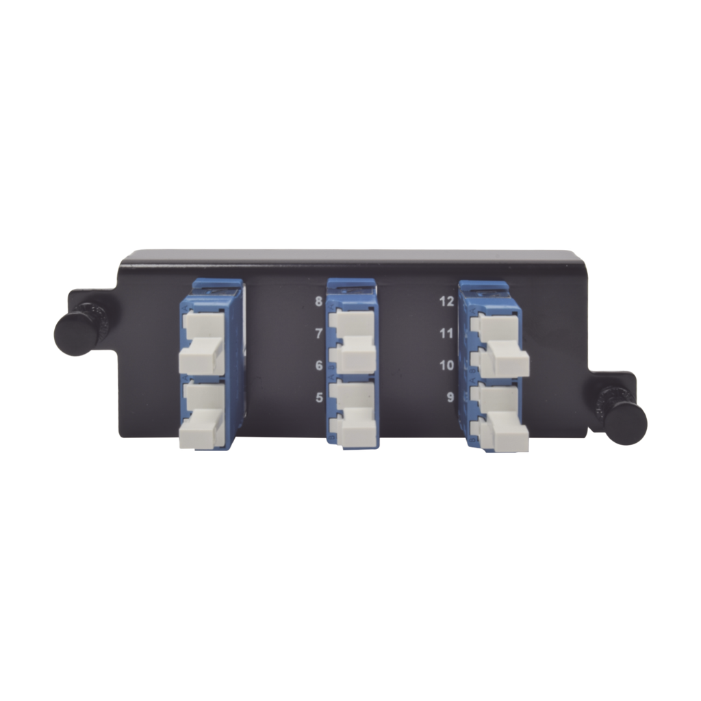 Placa acopladora de Fibra Óptica "Plug and Play" Con 6 Conectores LC Duplex (12 Fibras) Para Fibra Monomodo Azul