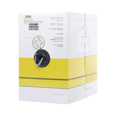 Bobina de cable de 305 m, ( 1000 ft ), Cat5e, alto desempeño, de color Gris, UL, para aplicaciones en video vigilancia, redes de datos. Uso Interior - SILYMX