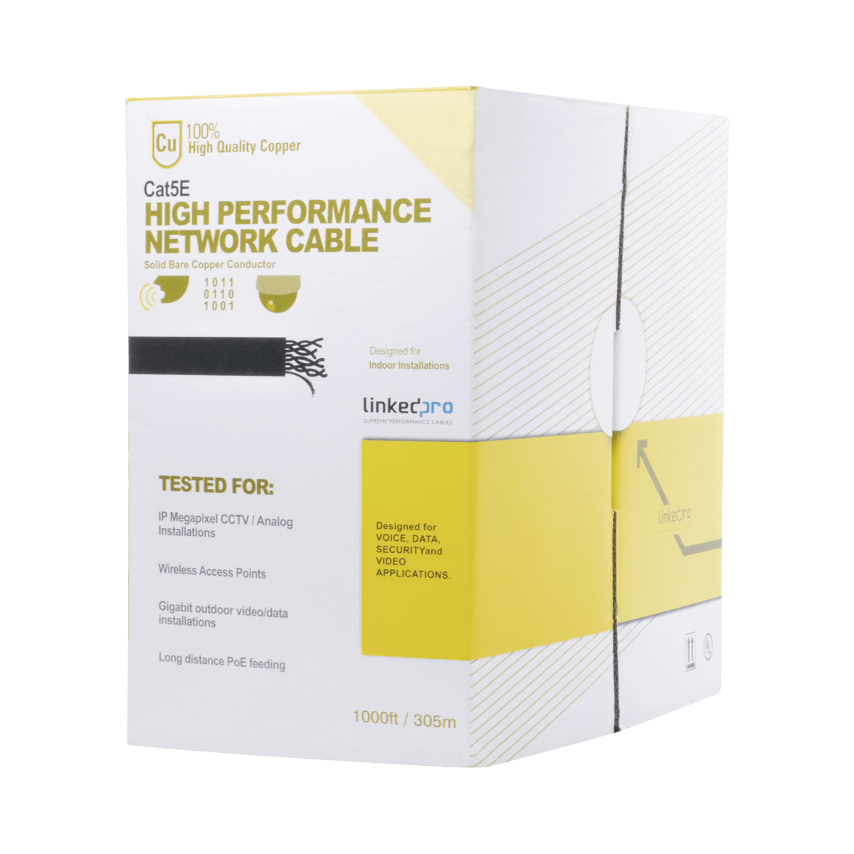 Bobina de cable de 305 m, ( 1000 ft ), Cat5e, alto desempeño, de color Gris, UL, para aplicaciones en video vigilancia, redes de datos. Uso Interior - SILYMX