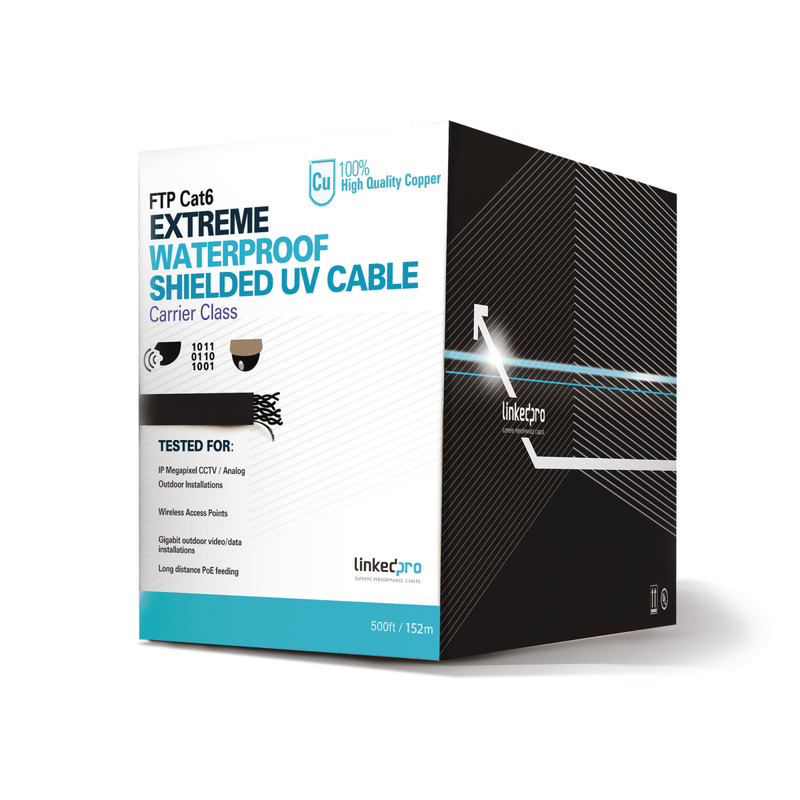 Bobina de 152.5 metros Cat6+ CALIBRE 23 Exterior Blindado tipo FTP Para Climas Extremos, UL para aplicaciones de video vigilancia y redes de datos. Para uso en Intemperie - SILYMX