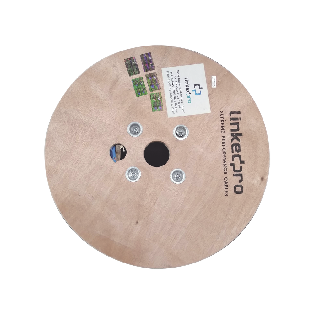 Bobina de Cable UTP Cat6+ LINKEDPRO 23 AWG 1000 Metros Color Azul PRO-CAT-6-PLUS/1000M - SILYMX