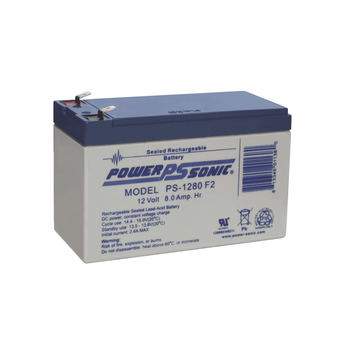 Batería de Respaldo UL de 12V 8AH / Ideal para Sistemas de Detección de Incendio / Control de Acceso / Intrusión / Videovigilancia / Terminales Tipo F2 - SILYMX