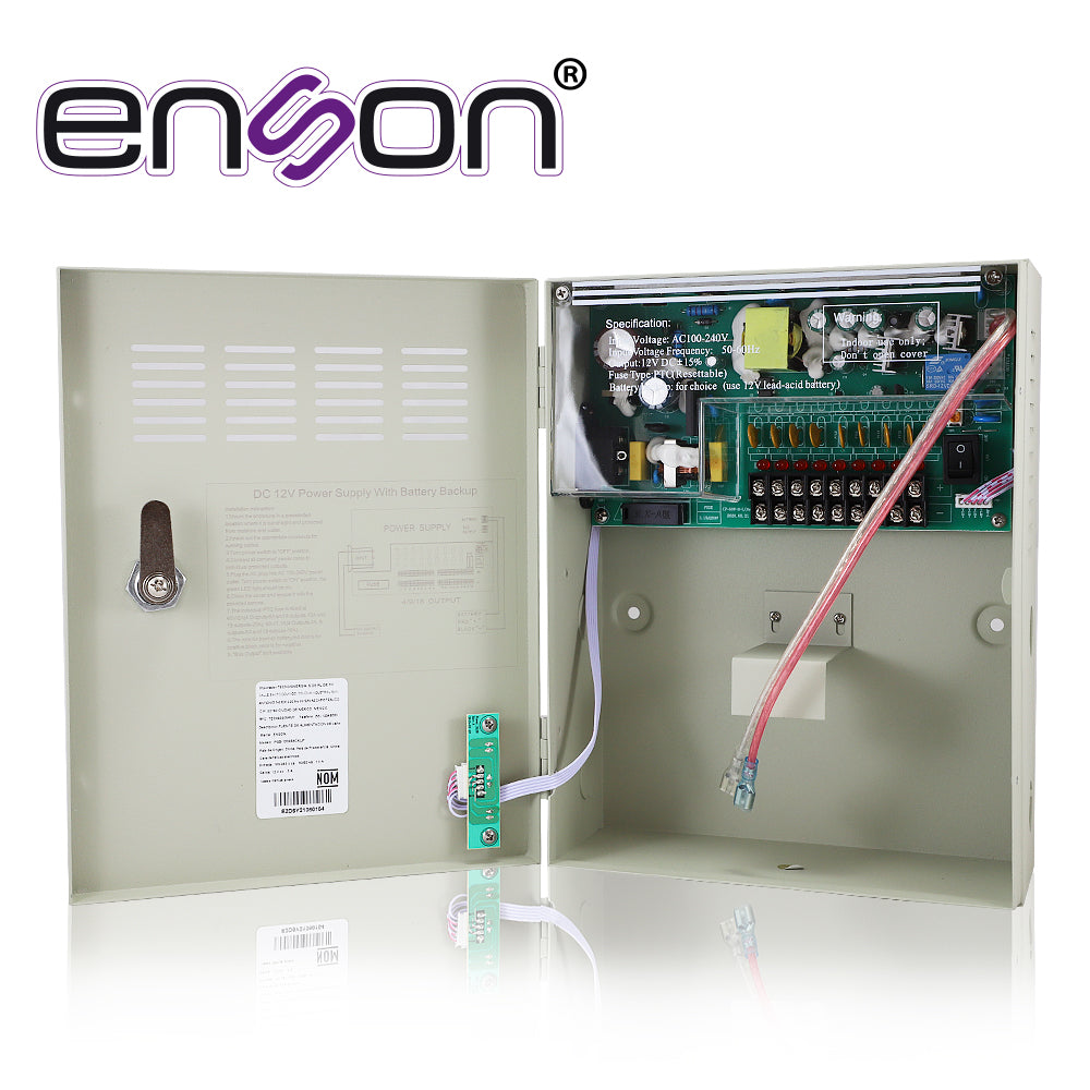 Fuente De Poder Tipo Caja 12vdc 5 a 9 Canales De 0.55a Cada Uno Y Soporte De Bateria De Respaldo (no Incluye Bateria) - SILYMX