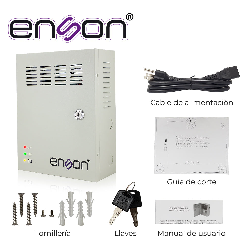 Fuente De Poder Tipo Caja 12vdc 10amp 9 Canales De 1.1amp Cada Uno Espacio Para Batería De Respaldo (no Incluye Batería) - SILYMX