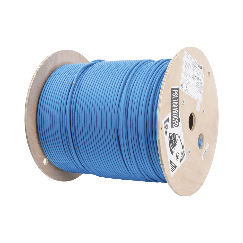 Bobina de Cable Panduit Blindado S/FTP de 4 pares Cat7 Inmune a Ruido e Interferencias LSZH (Bajo humo Cero Halógenos) Color Azul Bobina de 500 m