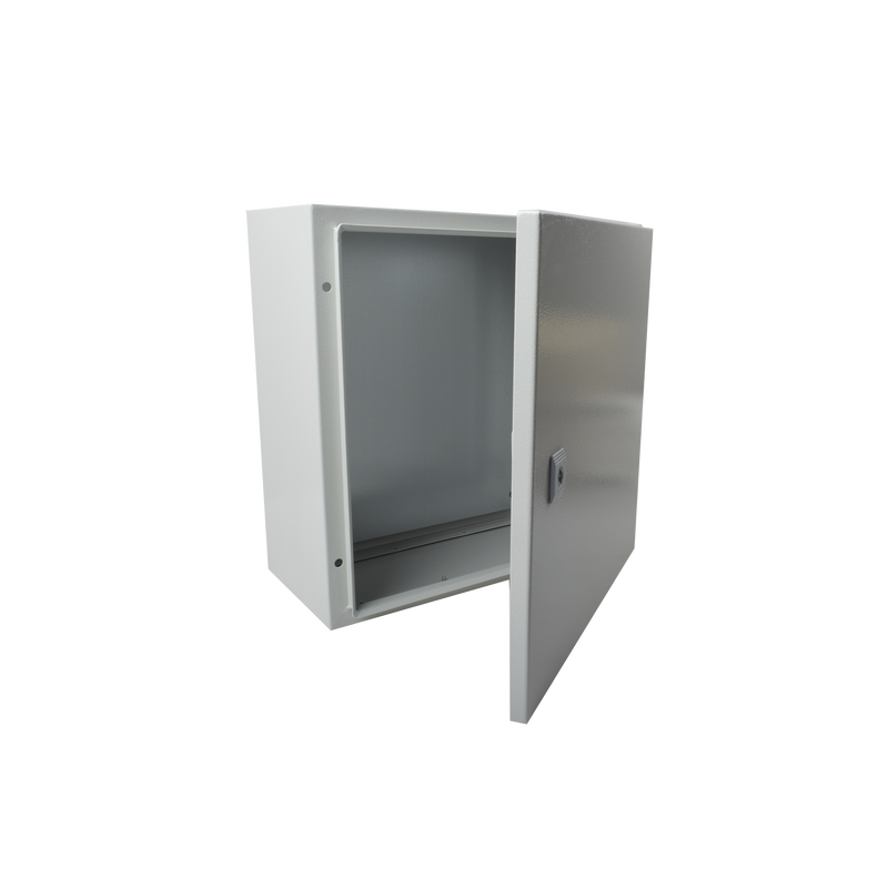 Gabinete de Acero IP66 Uso en Intemperie 400 x 400 x 200 mm con Placa Trasera Interior y Compuerta Inferior Atornillable PST-4040-20A - SILYMX