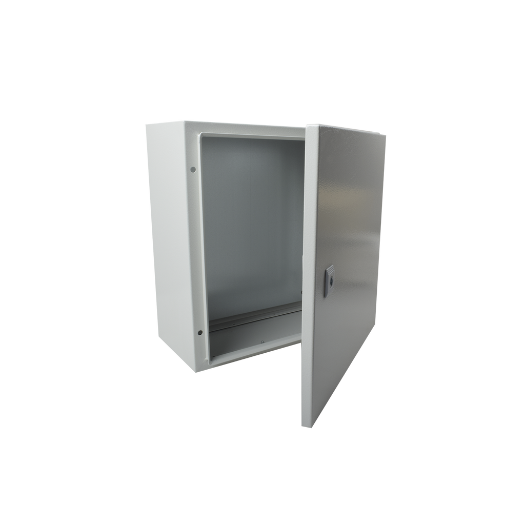 Gabinete de Acero IP66 Uso en Intemperie 400 x 400 x 200 mm con Placa Trasera Interior y Compuerta Inferior Atornillable PST-4040-20A - SILYMX