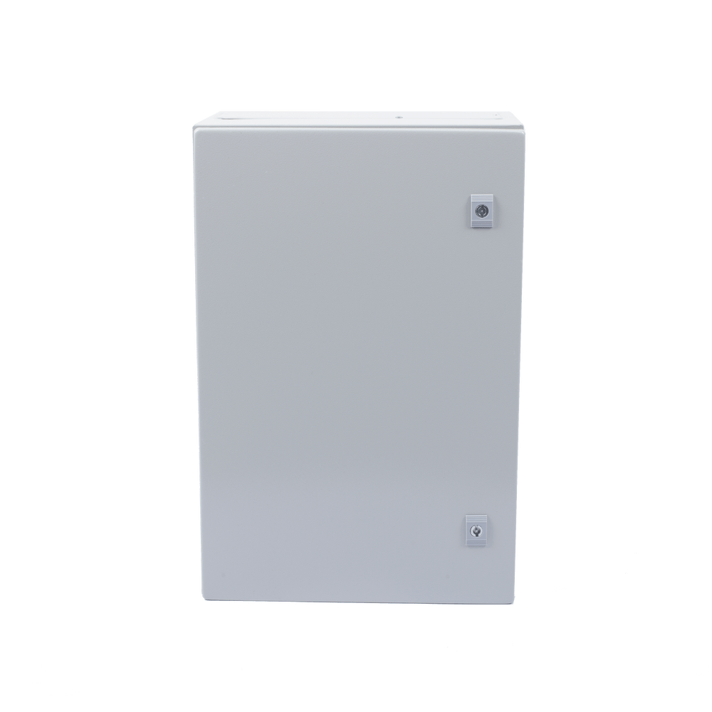 Gabinete de Acero IP66 Exterior 400 x 600 x 250 mm Placa Trasera Interior Metálica y Compuerta Inferior Atornillable Chapa y Llave T PST-4060-25A - SILYMX