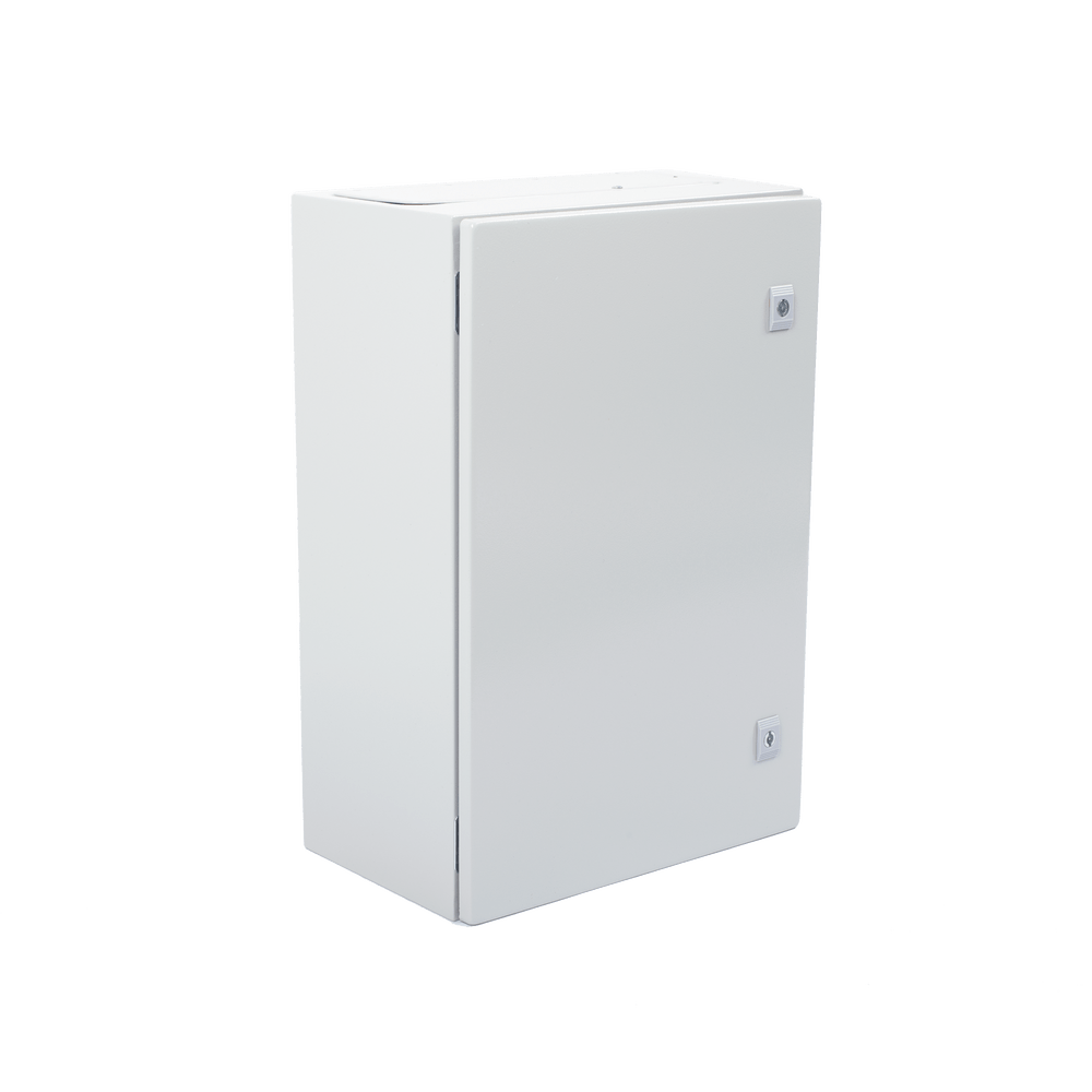 Gabinete de Acero IP66 Exterior 400 x 600 x 250 mm Placa Trasera Interior Metálica y Compuerta Inferior Atornillable Chapa y Llave T PST-4060-25A - SILYMX
