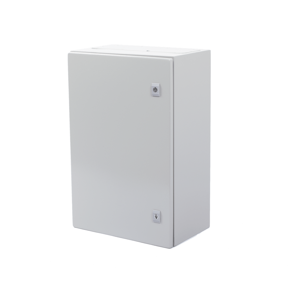Gabinete de Acero IP66 Exterior 400 x 600 x 250 mm Placa Trasera Interior Metálica y Compuerta Inferior Atornillable Chapa y Llave T PST-4060-25A - SILYMX