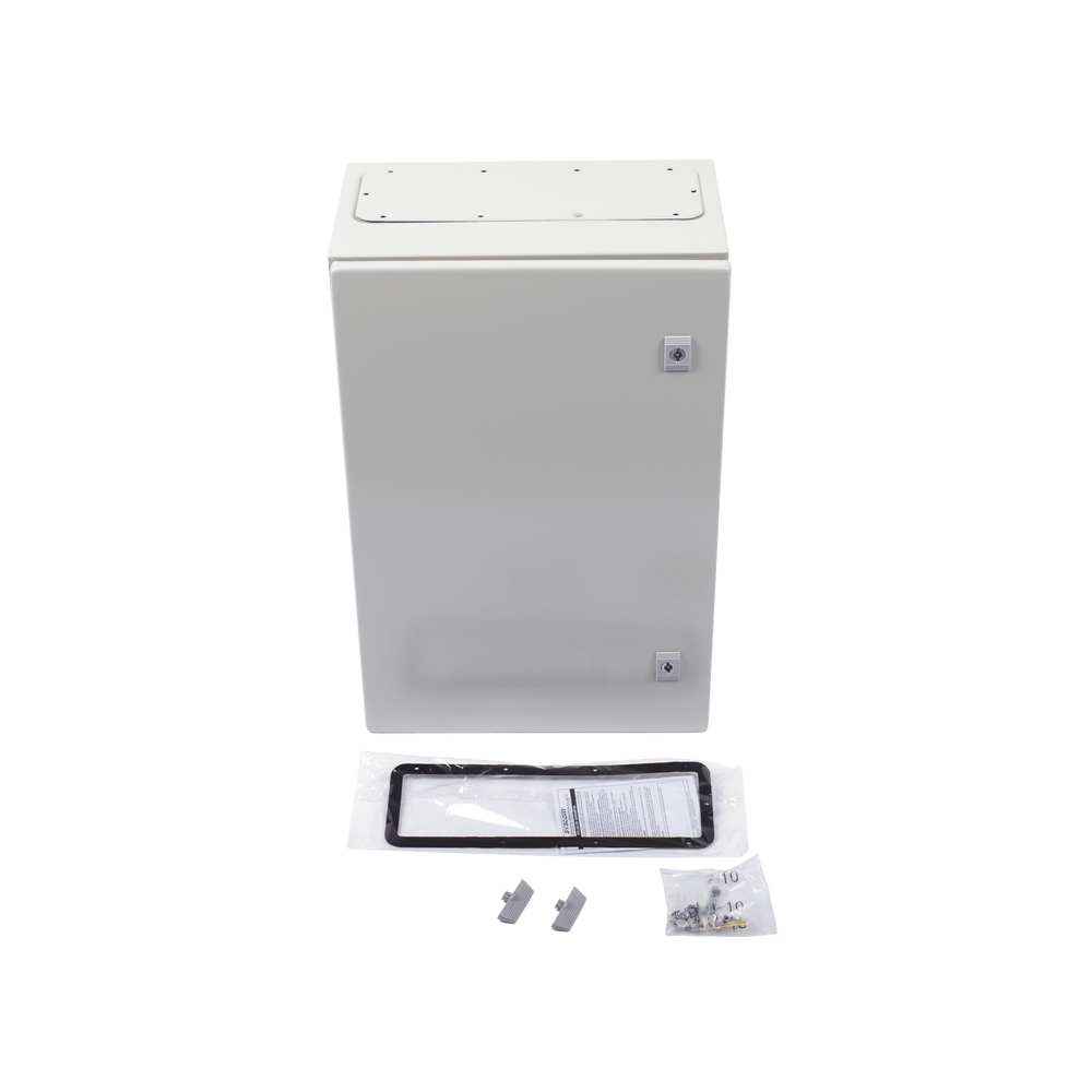 Gabinete de Acero IP66 Exterior 400 x 600 x 250 mm Placa Trasera Interior Metálica y Compuerta Inferior Atornillable Chapa y Llave T PST-4060-25A - SILYMX