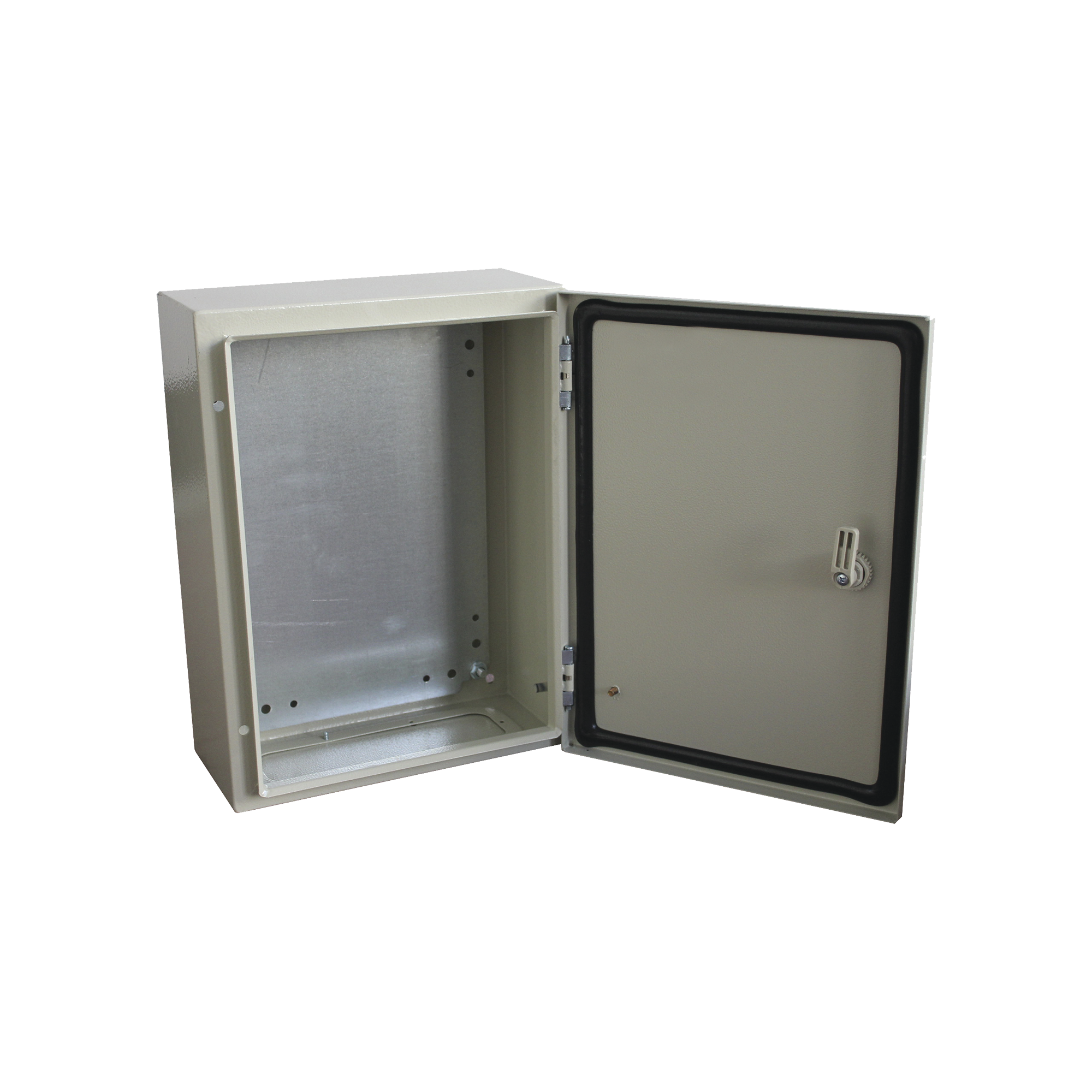 Gabinete de Acero IP66 Uso en Intemperie (600 x 600 x 300 mm) con Placa Trasera Interior y Compuerta Inferior Atornillable (Incluye Chapa y Llave) - SILYMX
