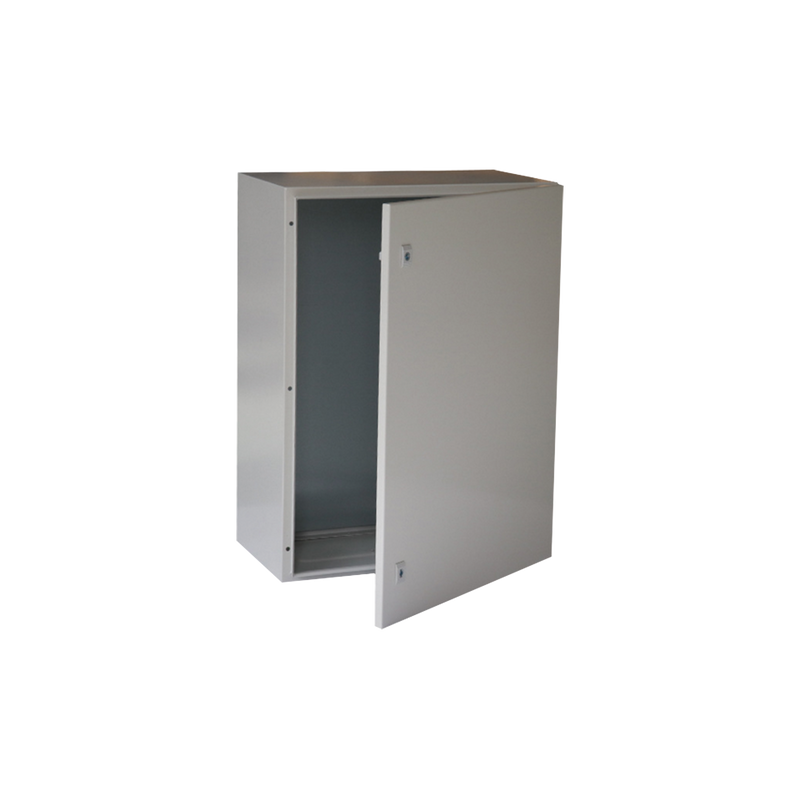 Gabinete de Acero IP66 Uso en Intemperie (600 x 800 x 300 mm) con Placa Trasera Interior y Compuerta Inferior Atornillable (Incluye Chapa y Llave) - SILYMX
