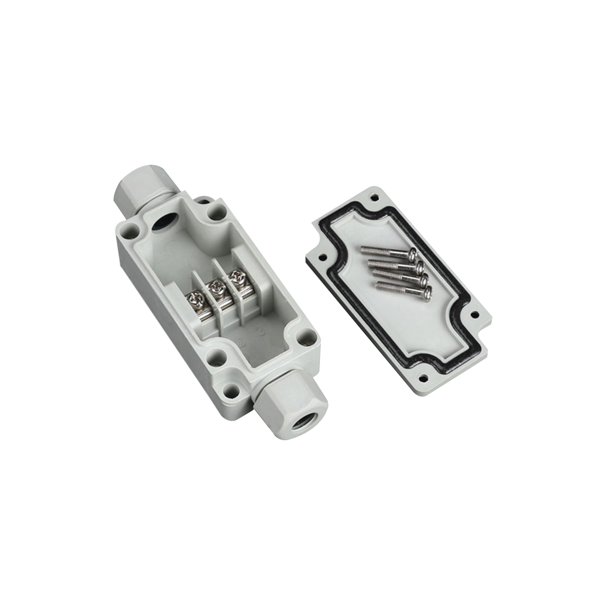 Caja de Conexión Exterior con Terminales Intermedias para 3 Líneas (Tornillo simple) Incluye Glándulas - SILYMX
