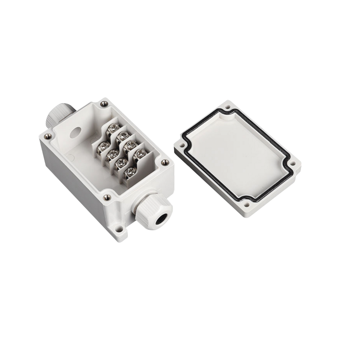Caja de Conexión Exterior con Conexión Lateral para 4 Líneas (doble tornillo) Incluye Glándulas - SILYMX
