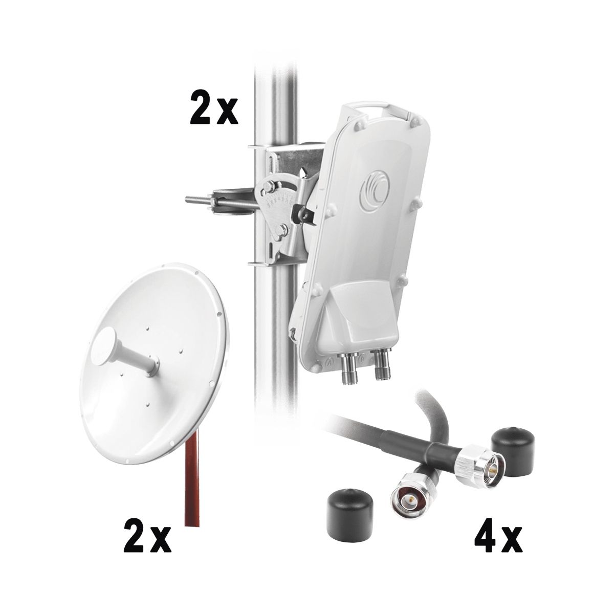 Enlace Backhaul completo de alta capacidad, incluye: 2x PTP550CE, 2x NP2GEN2 (34 dBi), 4x Jumpers - SILYMX