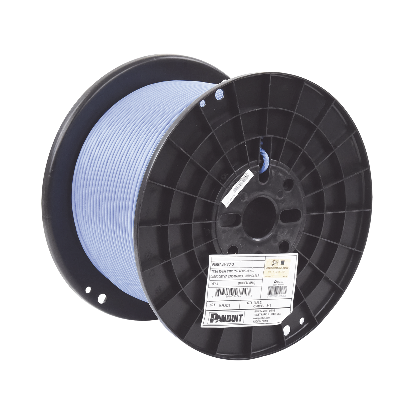 Bobina De Cable Utp De 4 Pares Vari-Matrix Cat6A 23 Awg Cmr (Riser) Color Azul 305M - SILYMX