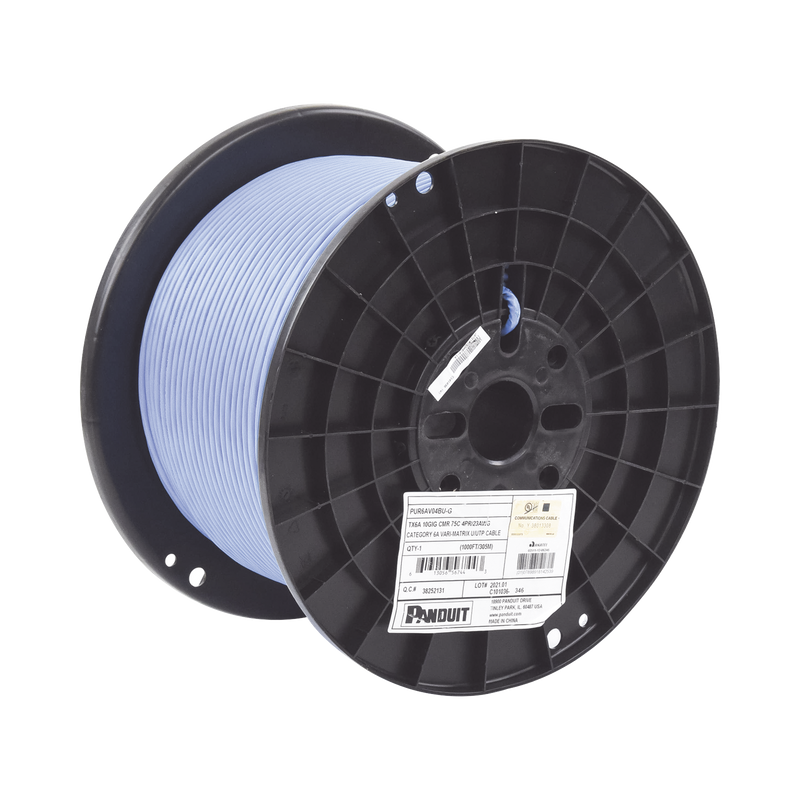 Bobina De Cable Utp De 4 Pares Vari-Matrix Cat6A 23 Awg Cmr (Riser) Color Azul 305M - SILYMX