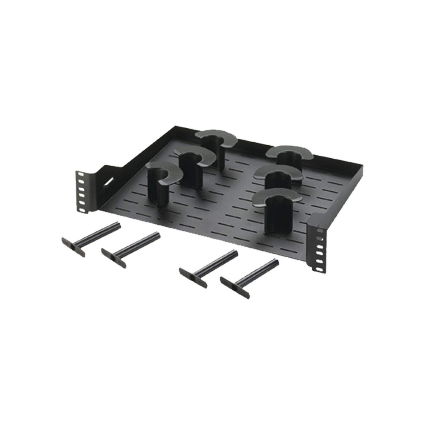 Charola Ventilada Para Administración De Cable En Racks O Gabinetes Con 6 Postes Para Control De Holgura De 19In 2 Ur Color Negro - SILYMX