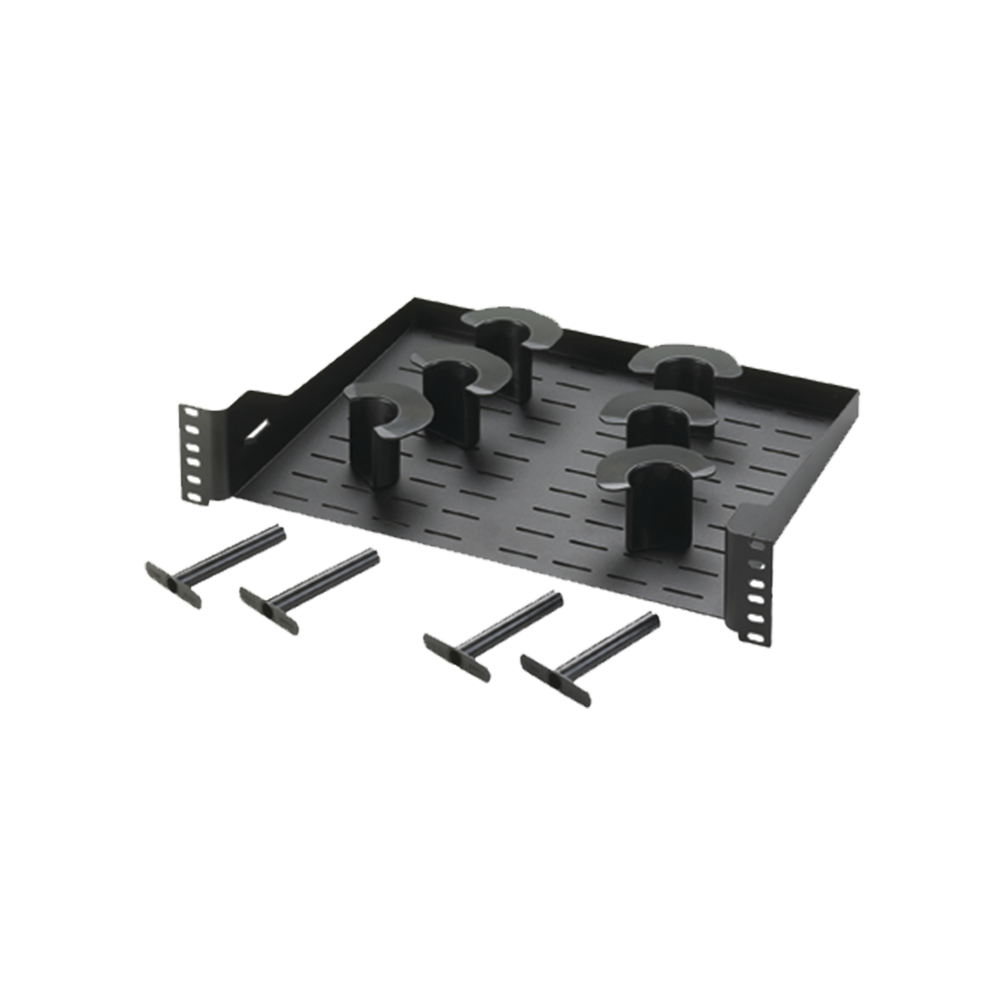 Charola Ventilada Para Administración De Cable En Racks O Gabinetes Con 6 Postes Para Control De Holgura De 19In 2 Ur Color Negro - SILYMX
