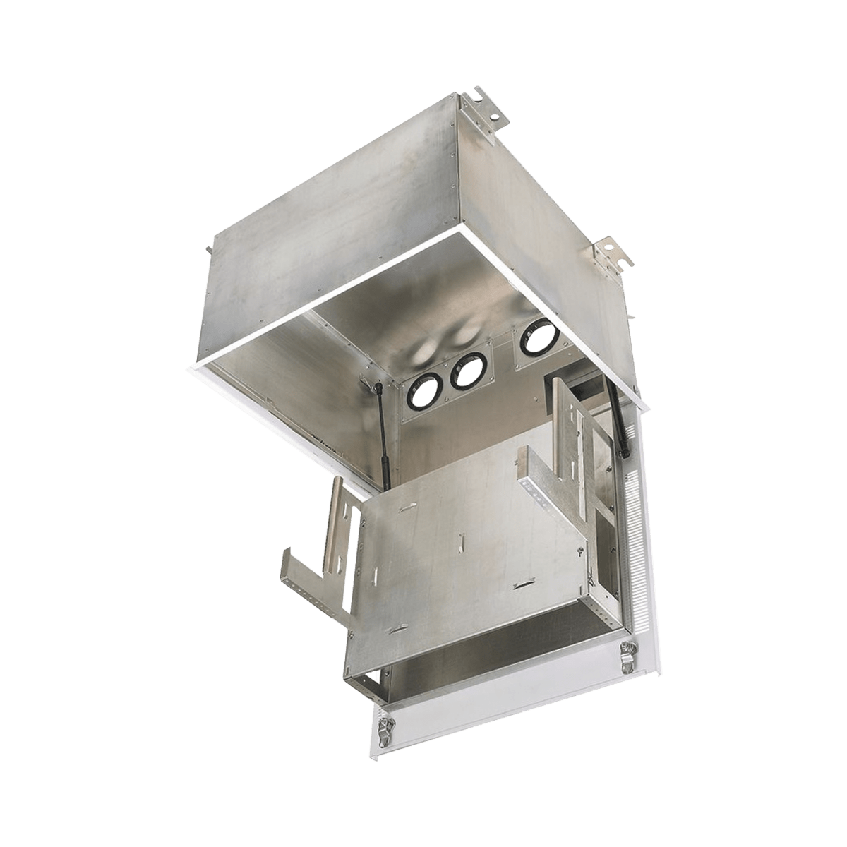 Gabinete Panzone Premium De Montaje En Techo Con 2 Ur Para Equipo Activo Y 6 Ur Para Paneles De Parcheo Fabricado En Acero Color Blanco - SILYMX