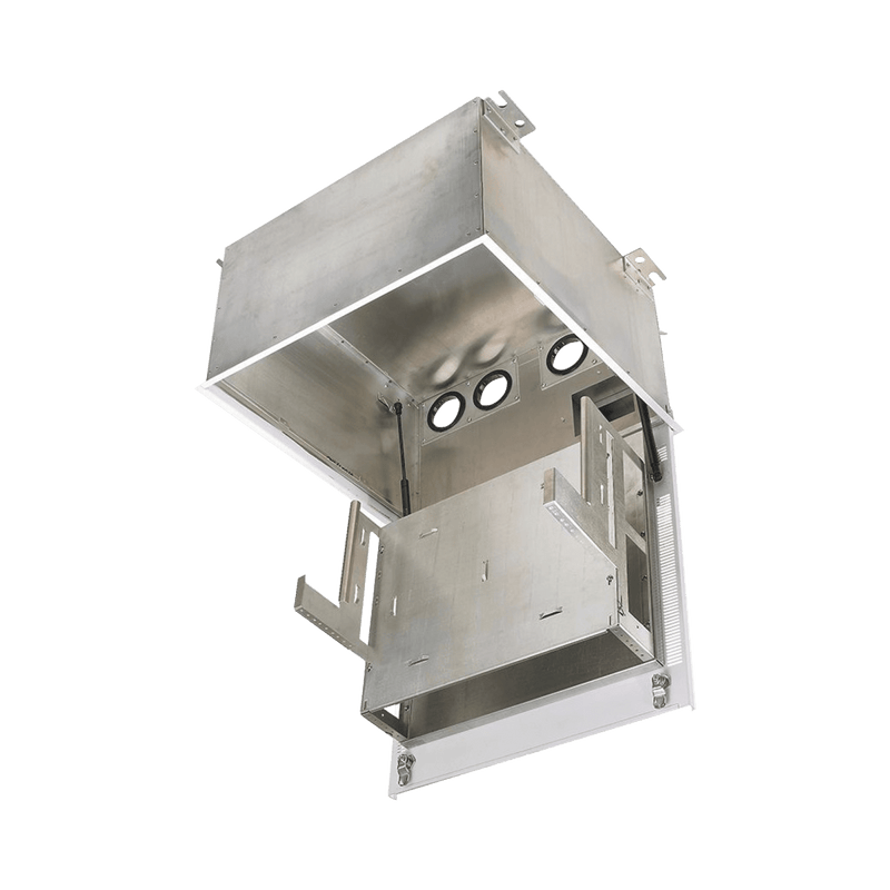 Gabinete Panzone Premium De Montaje En Techo Con 2 Ur Para Equipo Activo Y 6 Ur Para Paneles De Parcheo Fabricado En Acero Color Blanco - SILYMX