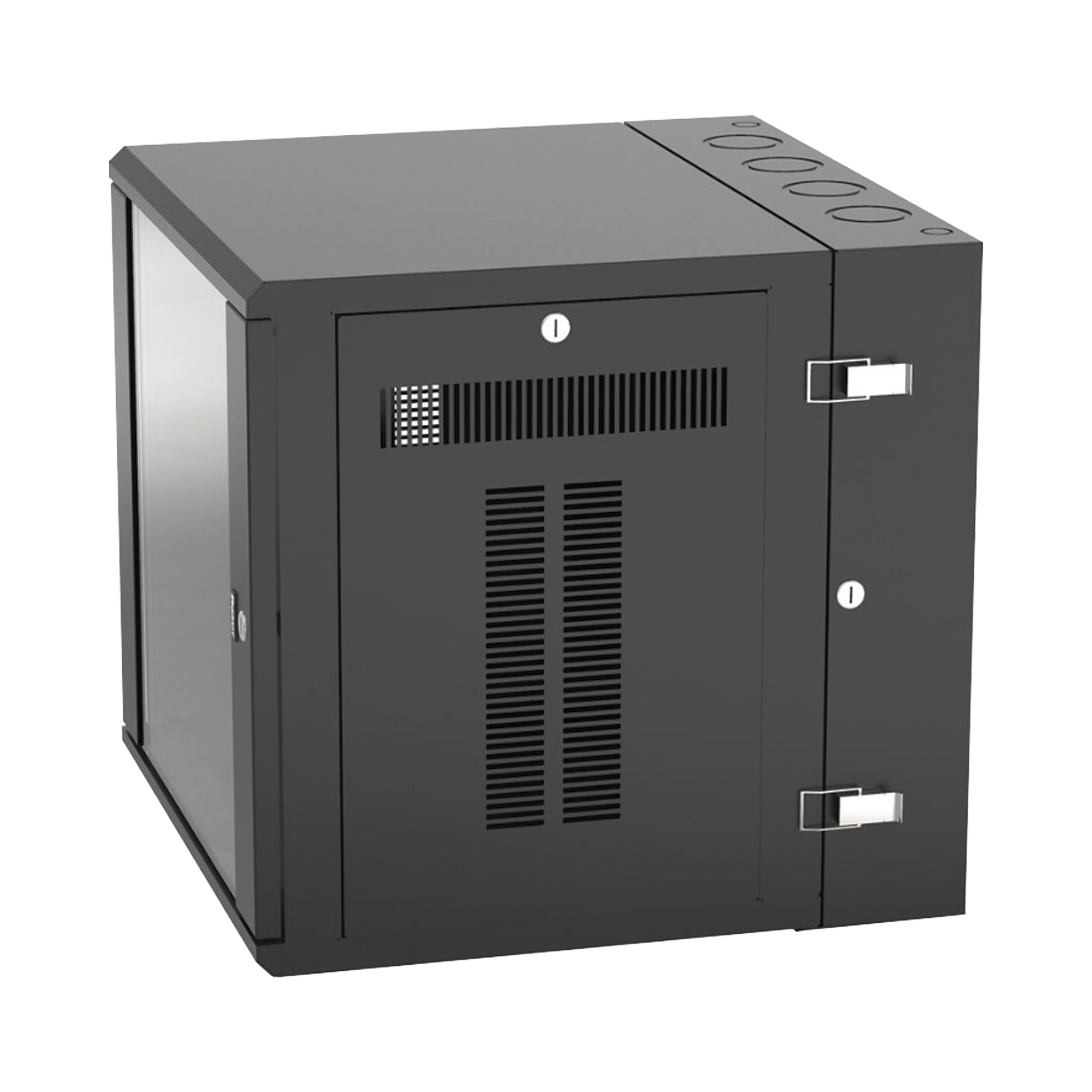 Gabinete Panzone De Montaje En Pared De 19In Puerta Con Ventana De Seguridad 12 Ur 635Mm De Profundidad Color Negro - SILYMX