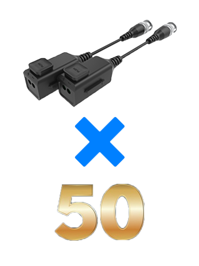 UTEPO UTP101PHD6PAK50 - 50 Pares de transceptores pasivos HD / Diseño para empalmes ordenados / Distancias CVI 720p a 300M / 1080p A 250M / 4 MP A 200M / 4K A 150M - SILYMX