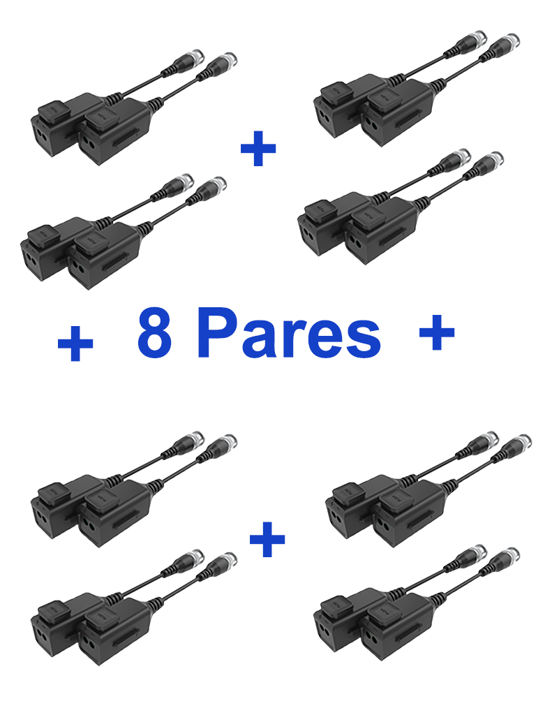 UTEPO UTP101PHD6PAK8 - 8 Pares de transceptores pasivos HD / Diseño para empalmes ordenados / Distancias CVI 720p a 300M / 1080p A 250M / 4 MP A 200M / 4K A 150M - SILYMX