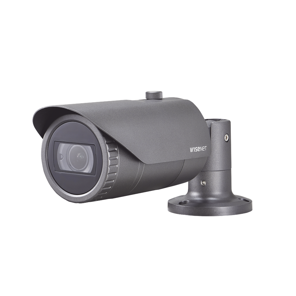 Cámara IP Tipo Bala Hanwha Techwin Wisenet Antivandálica 2 Megapíxel Lente Varifocal 3.2 - 10mm IR 30M WDR 120db IP66 H.265 & WiseStream - SILYMX