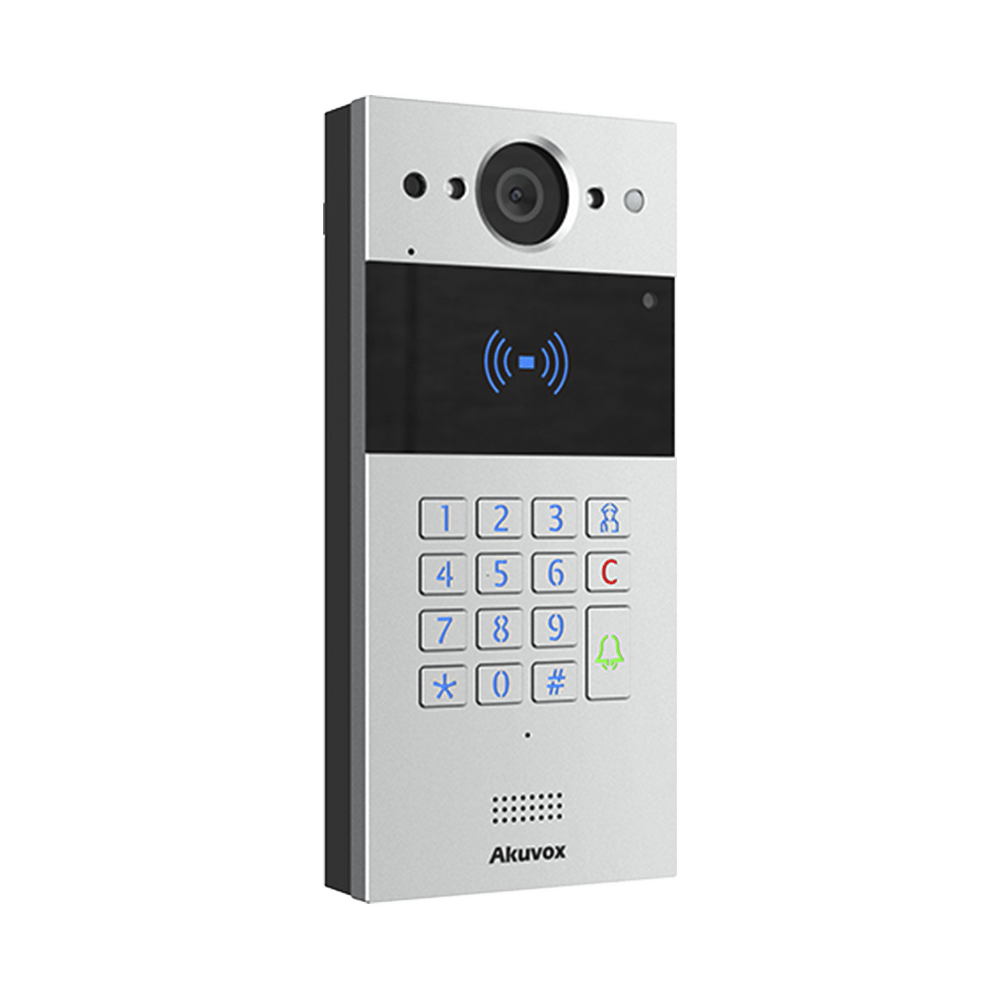 Video portero SIP Akuvox con teclado y lector de tarjetas Notificación a app Notificación por llamada telefónica Configuración en la nube - SILYMX