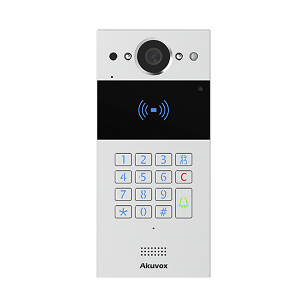 Video portero SIP Akuvox con teclado y lector de tarjetas Notificación a app Notificación por llamada telefónica Configuración en la nube
