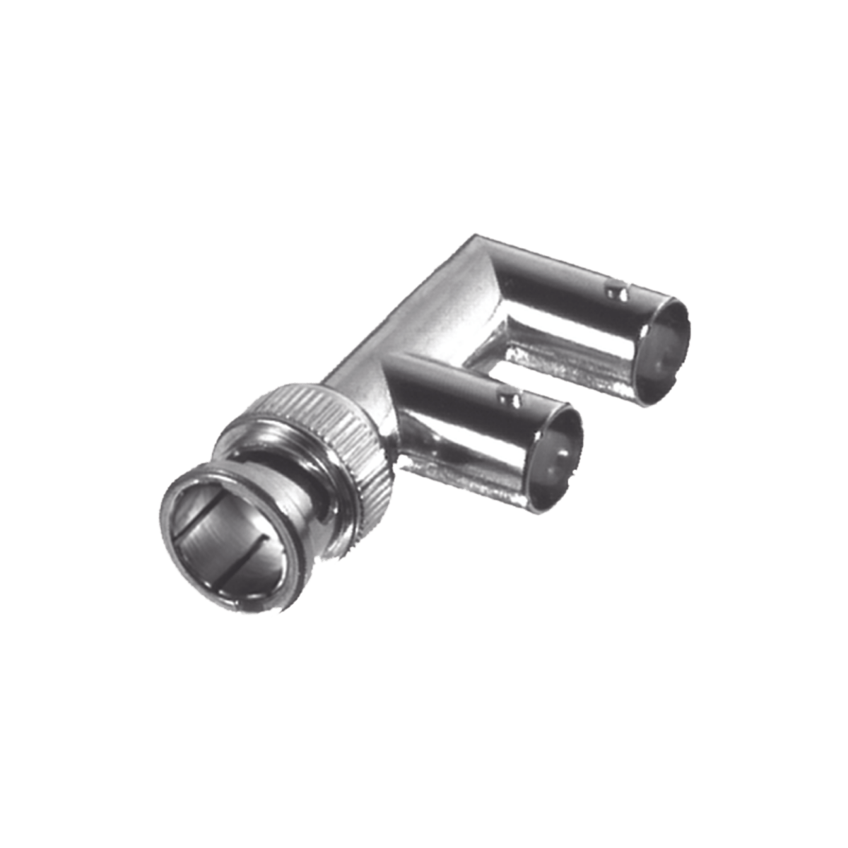 Adaptador Triple en F para 75 Ohm, de Conector BNC Macho a Doble BNC Hembra, Níquel/ Oro/ Teflón. - SILYMX