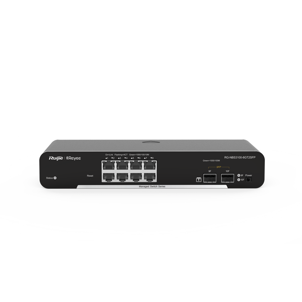 Switch Administrable PoE con 8 puertos Gigabit PoE 802.3af/at + 2 SFP para fibra 1Gb, gestión gratuita desde la nube, 125w - SILYMX