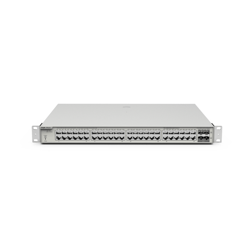 Switch Administrable PoE con 48 puertos Gigabit PoE 802.3af/at + 4 SFP+ para fibra 10Gb, gestión gratuita desde la nube, 370w - SILYMX