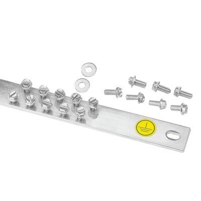 Barra de Conexión a Tierra, Para Rack de 19", Con 20 Orificios Para Conexión Rápida de Equipos, Incluye 20 Tornillos # 12-24 x 1/2" Instalados - SILYMX