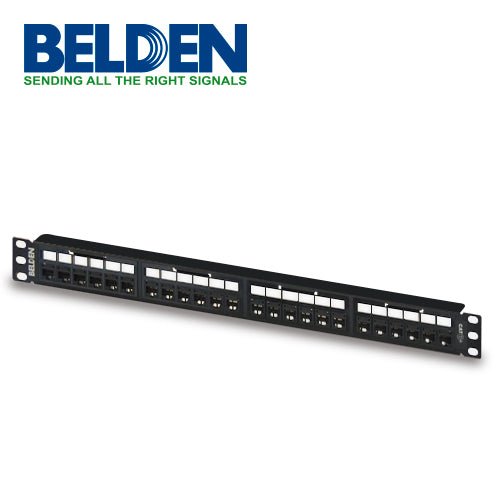 Panel de Parcheo Belden  Cat6+ 24 Puertos RJ-45 1U RevConnect Negro RV6PPF1U24BK - SILYMX