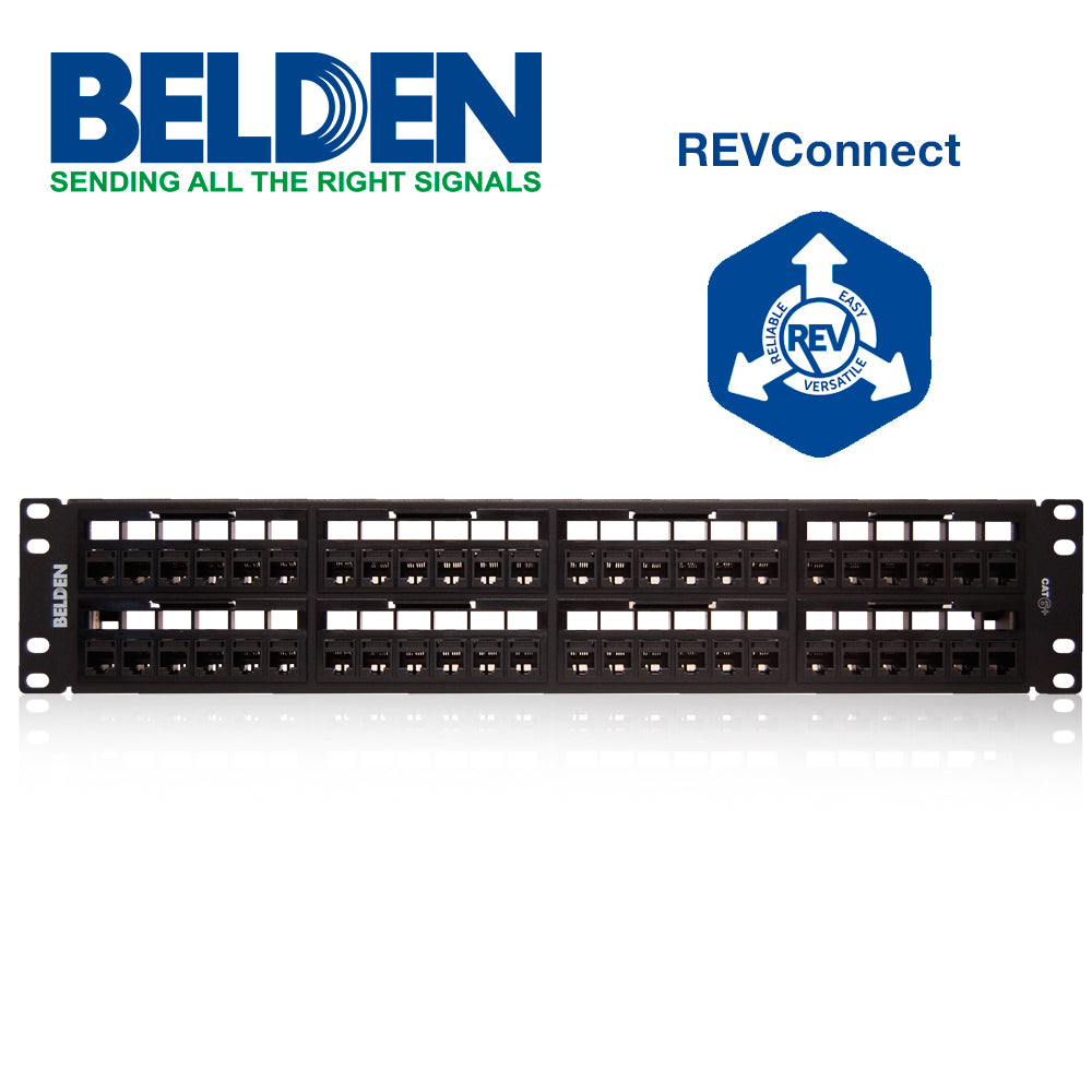 Belden Panel de Parcheo 10GX REVConnect Cat6a 48x RJ-45 2U Negro RVAPPF2U48BK