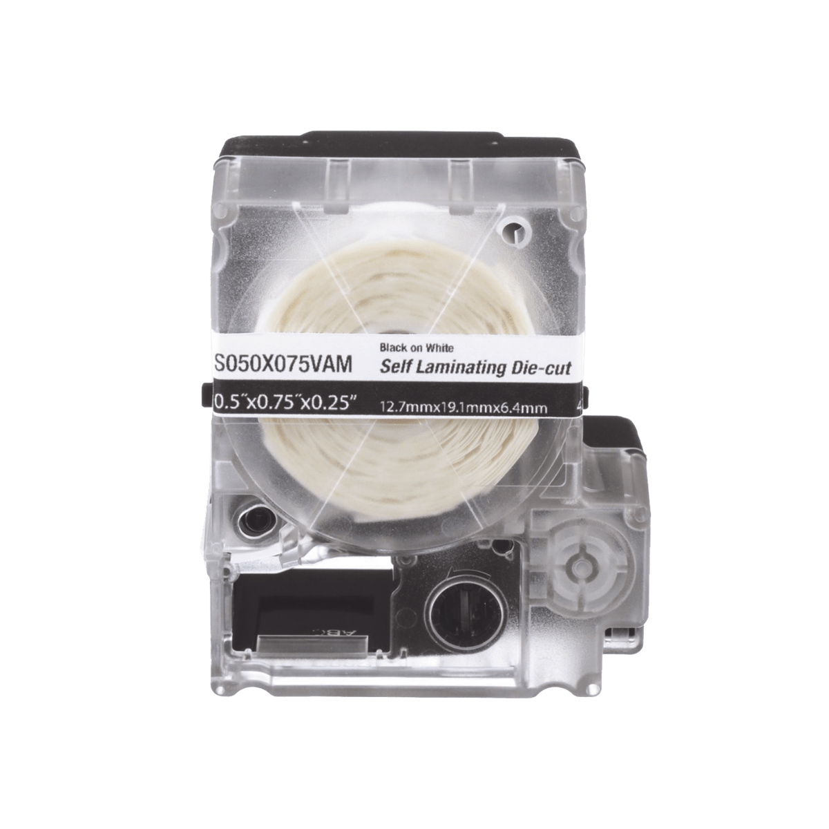 Casete de 200 Etiquetas Autolaminadas de 12.7 x 31.8 mm, para Cables de 3.1 a 7 mm de Diámetro, Área de Impresión Color Blanco - SILYMX