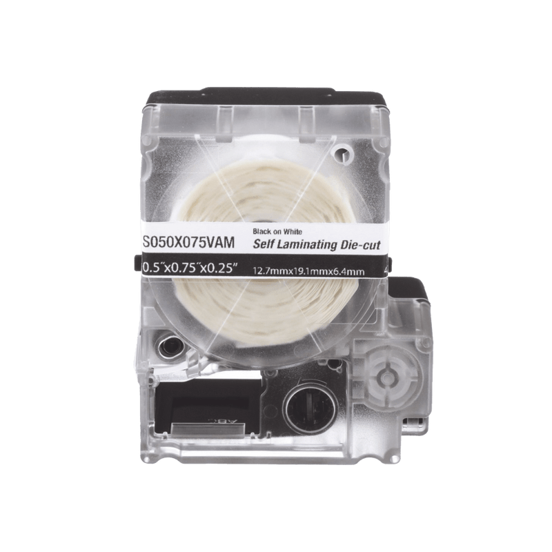Casete de 200 Etiquetas Autolaminadas de 12.7 x 31.8 mm, para Cables de 3.1 a 7 mm de Diámetro, Área de Impresión Color Blanco - SILYMX