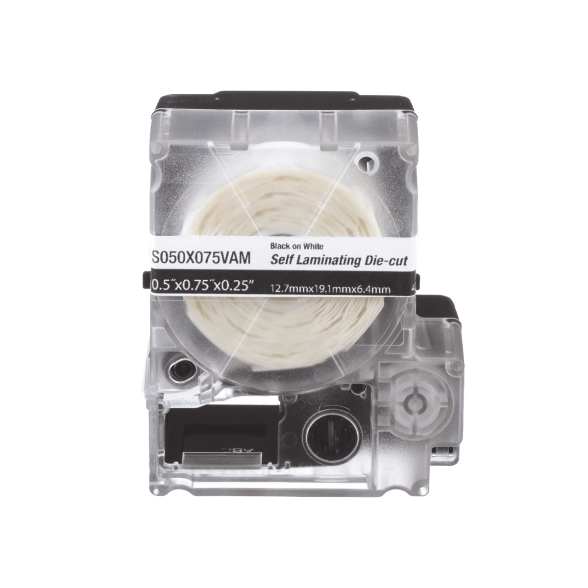 Casete de 200 Etiquetas Autolaminadas de 25.4 x 38.1 mm, para Cables de 3.1 a 7 mm de Diámetro, Área de Impresión Color Blanco - SILYMX