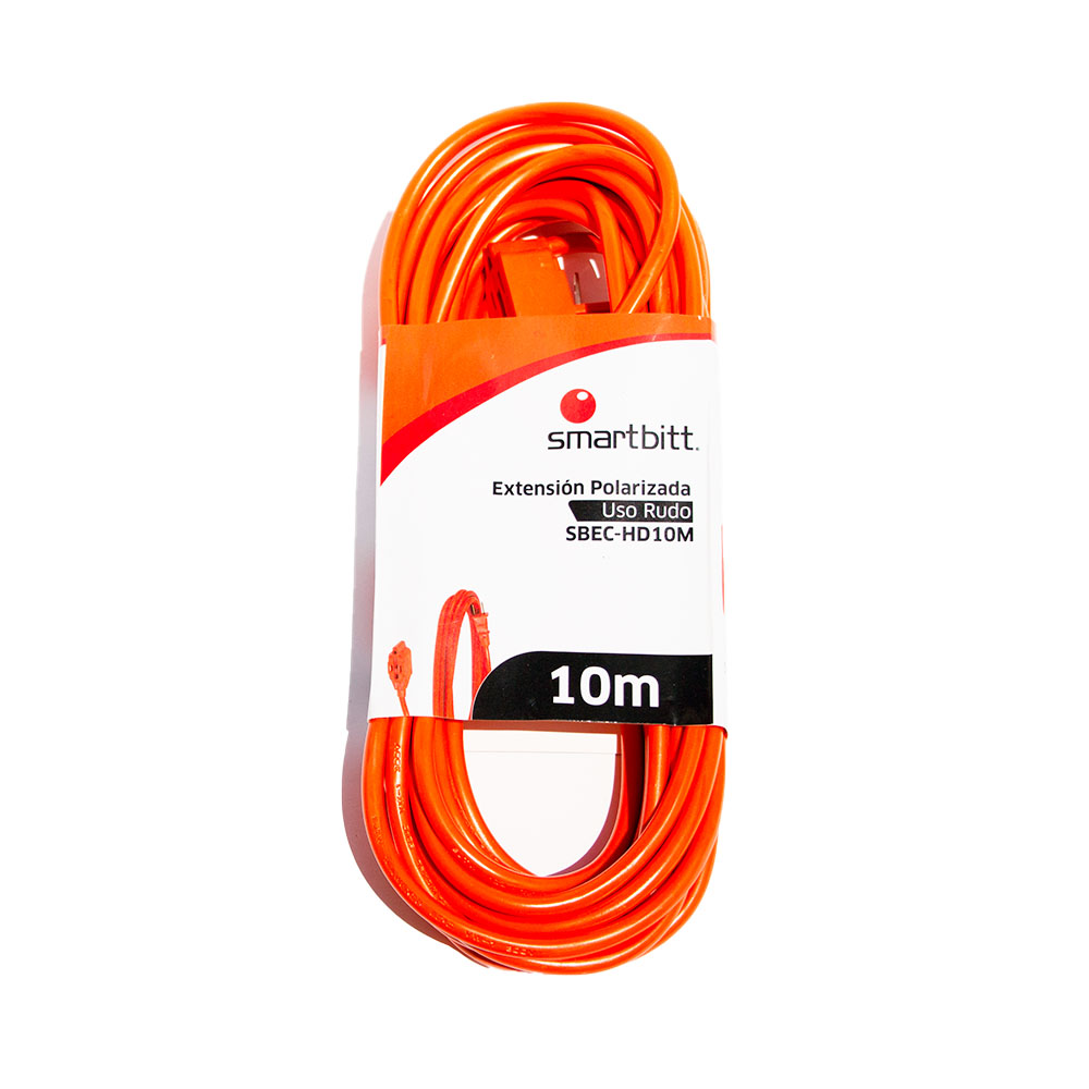 Extensión Smartbitt SBEC-HD10M - 3 Contactos - 10m - Uso Rudo - Naranja