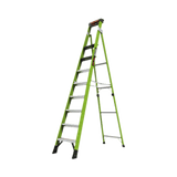 Escalera de 3.05 m Capacidad máxima de 170 Kg, inclinada, de fibra de vidrio con almohadilla de pared giratoria. - SILYMX
